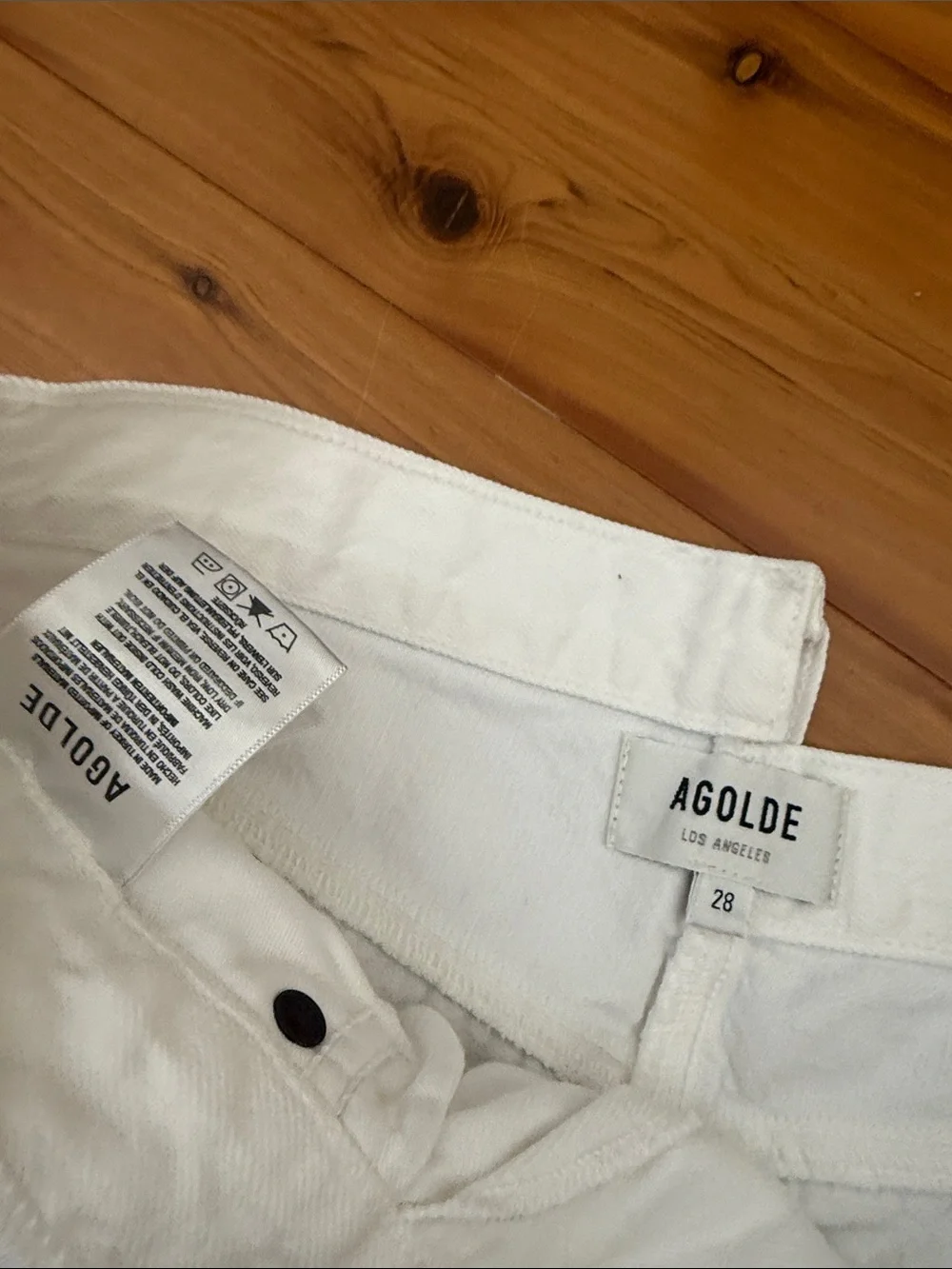 Agolde White High-Rise criss cross Denim Jeans